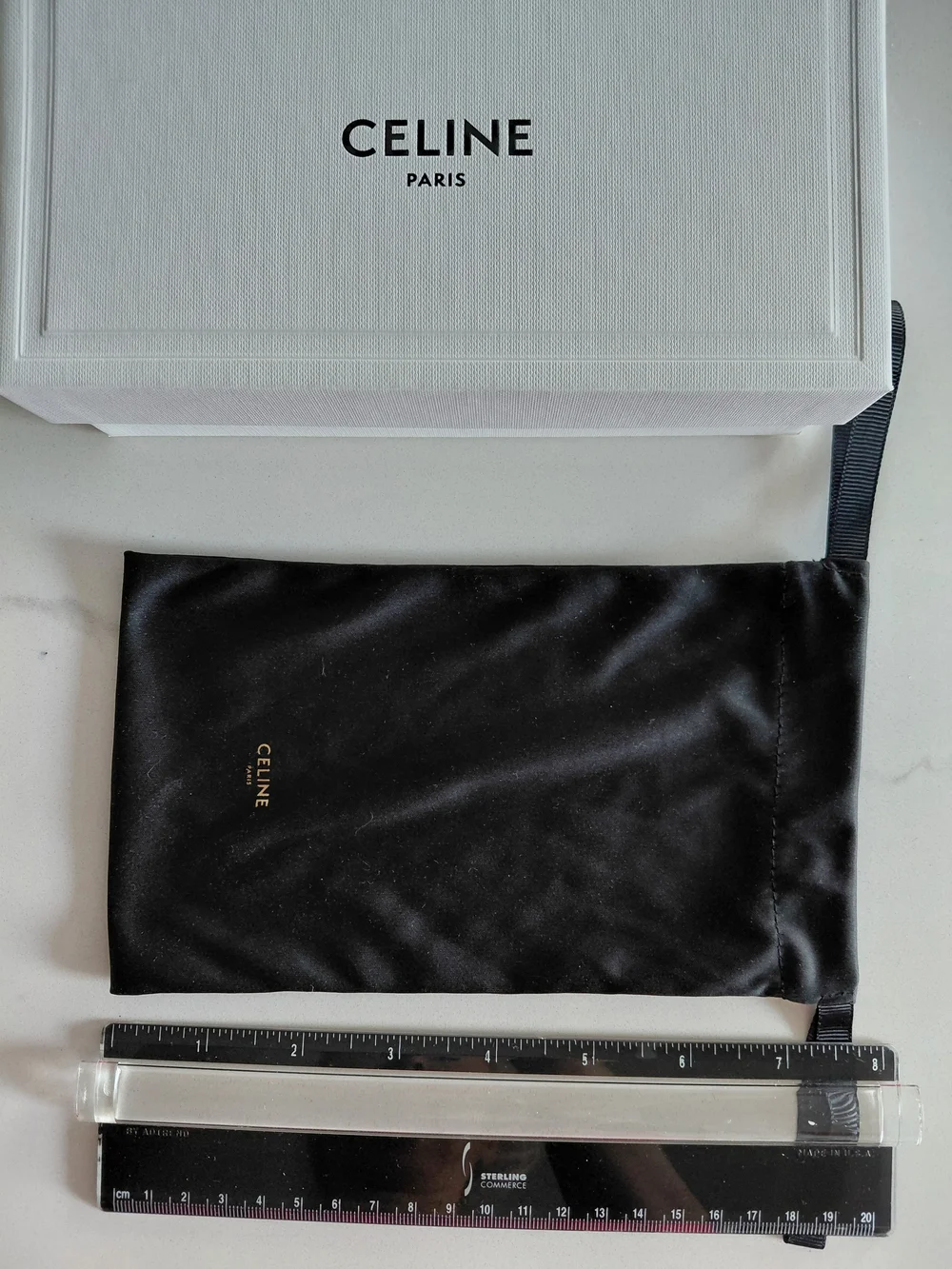 Celine White Box with Black Satin Dust Bag